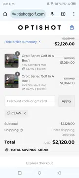 CLAW coupon verification screenshot