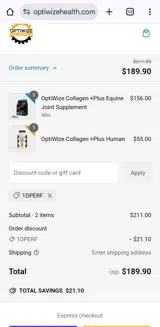 1dperf coupon verification screenshot