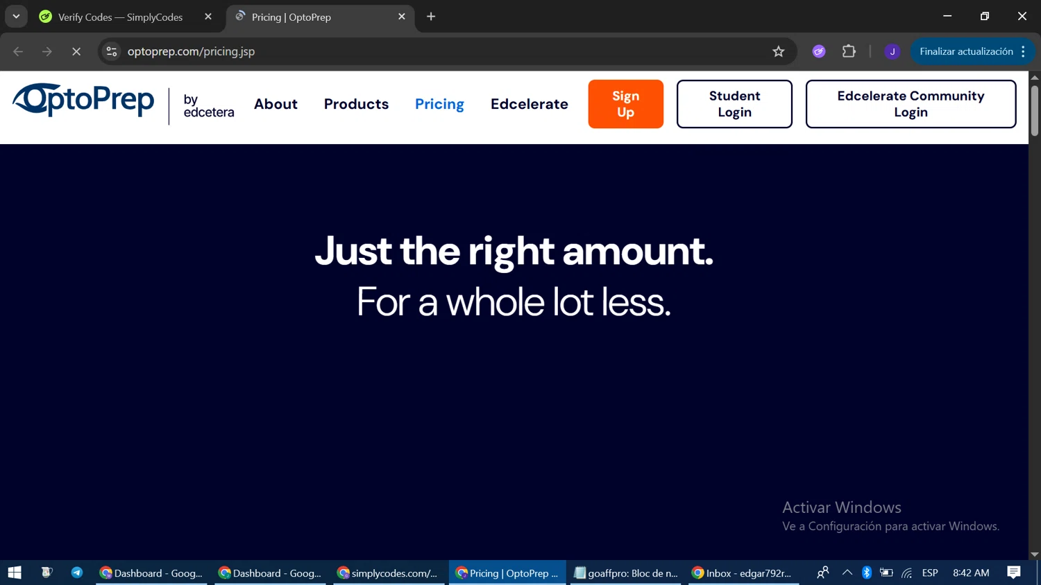 OptoPrep promo code screenshot showing code OEBC500 applied at OptoPrep checkout page. Uploaded by SimplyCodes community member ExtraordinaryWizard9697 on Oct 3, 2025