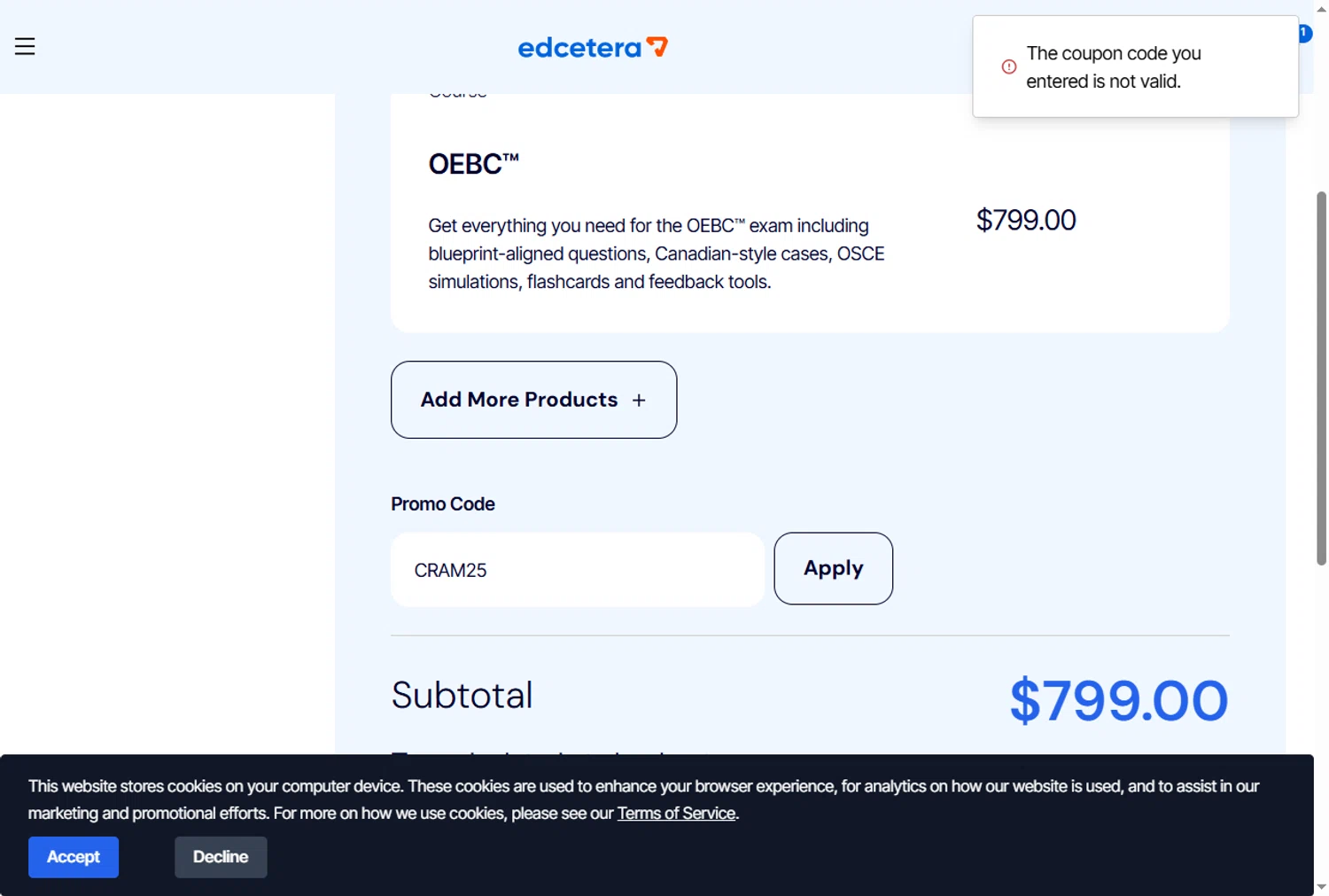 OptoPrep promo code screenshot showing code CRAM25 applied at OptoPrep checkout page. Uploaded by SimplyCodes community member Alejandra10 on Dec 13, 2025