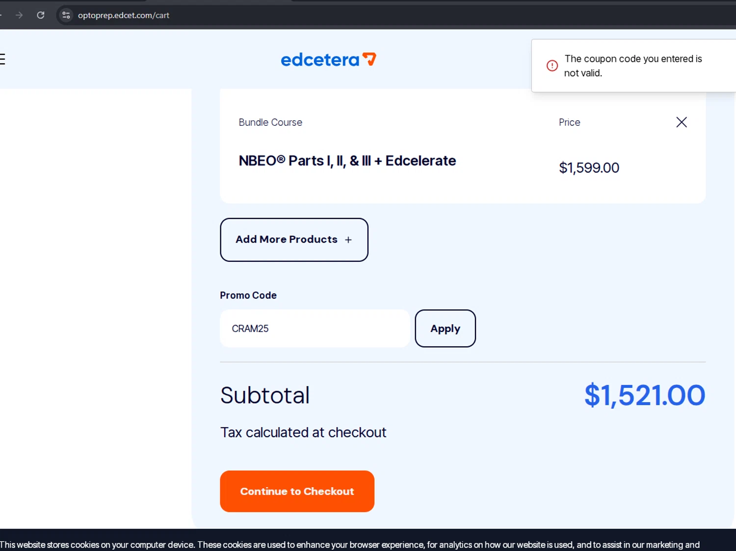OptoPrep promo code screenshot showing code CRAM25 applied at OptoPrep checkout page. Uploaded by SimplyCodes community member arimakouse on Dec 13, 2025