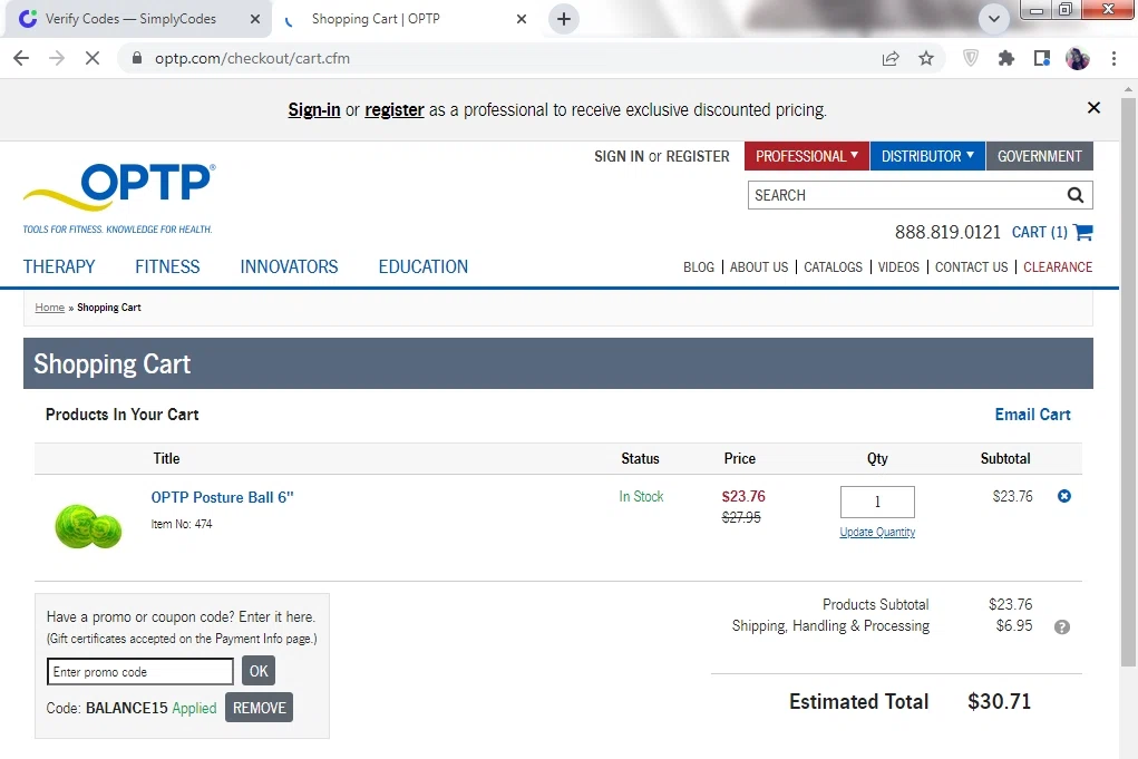 where to use OPTP promo code box