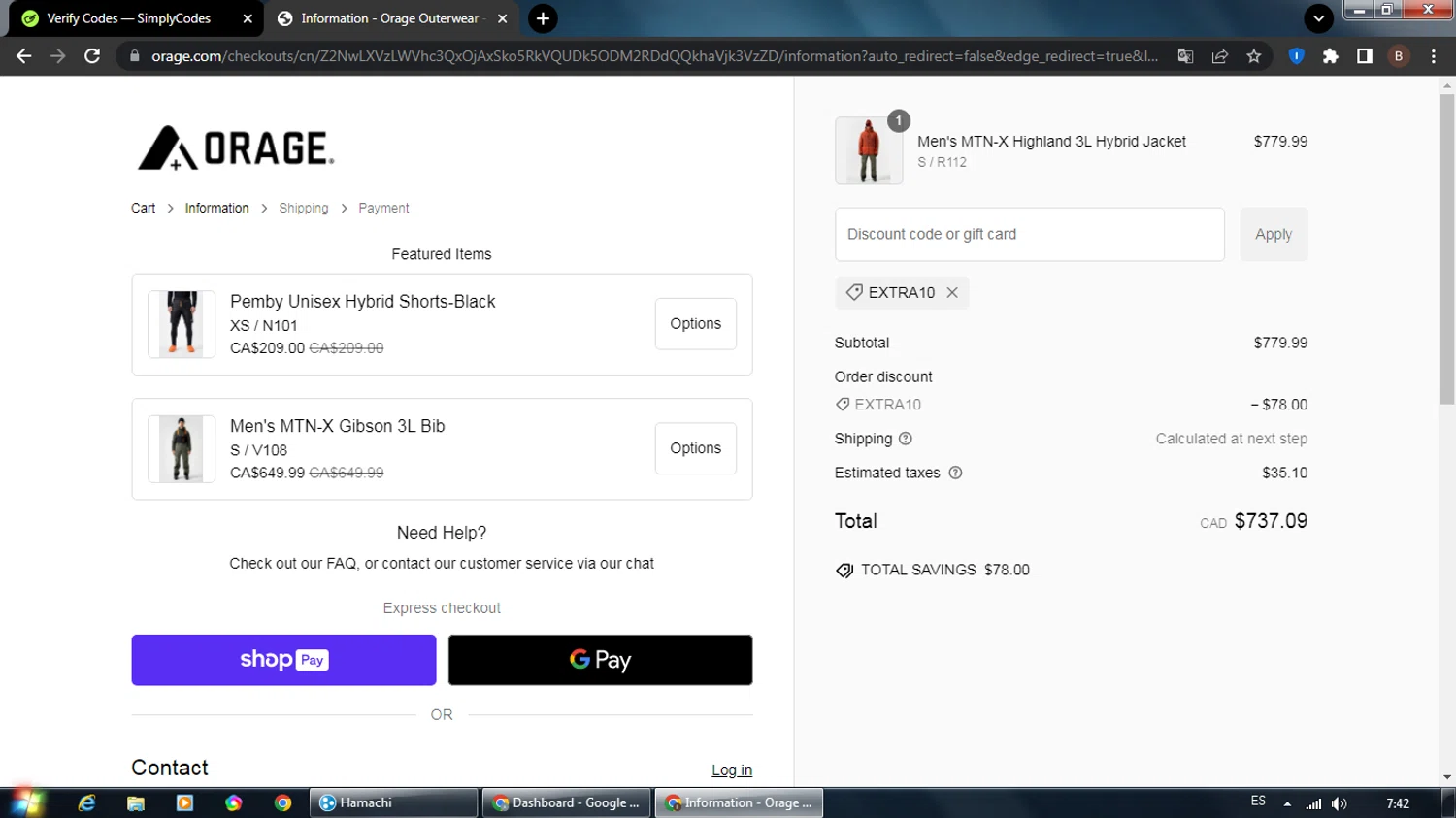 Orage discount code screenshot showing code extra10 applied at Orage checkout page. Uploaded by SimplyCodes community member KHAL_DROGO on Jan 23, 2025