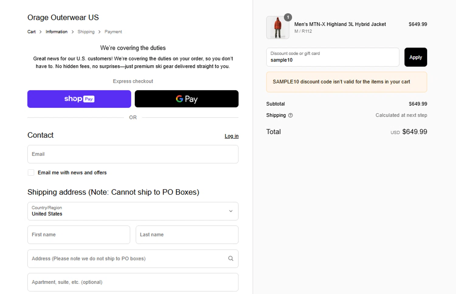 Orage discount code screenshot showing code sample10 applied at Orage checkout page. Uploaded by SimplyCodes community member BargainSaver8204 on May 27, 2025