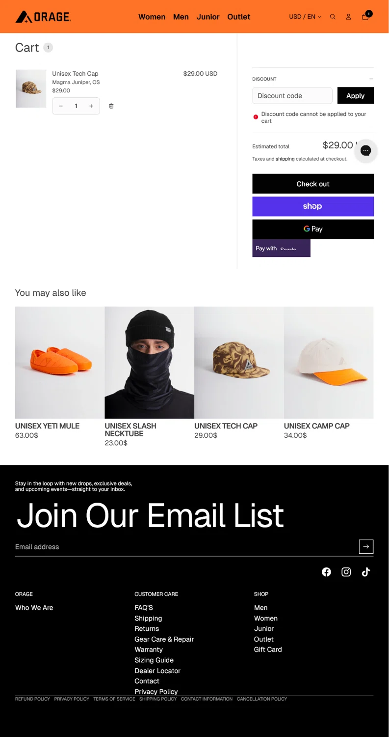 Orage discount code screenshot showing code Orage10 applied at Orage checkout page. Uploaded by SimplyCodes community member WladimirV on Oct 3, 2025