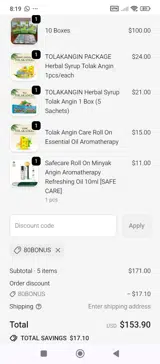 80BONUS coupon verification screenshot