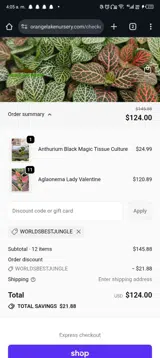 Orange Lake Nursery coupon verification screenshot