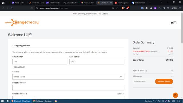 Orangetheory checkout page showing Orangetheory promo code box | Screenshot taken by SimplyCodes community member on Feb 20, 2024