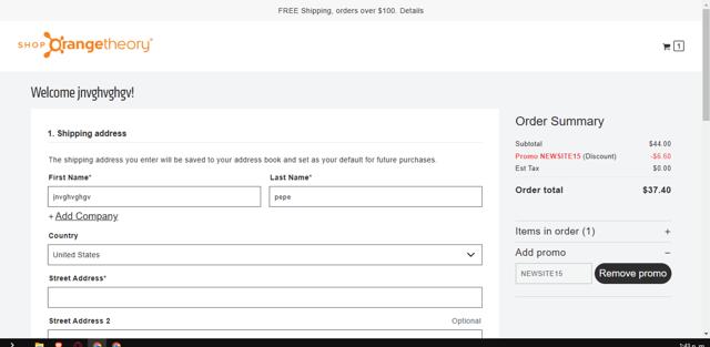 Orangetheory checkout page showing Orangetheory promo code box | Screenshot taken by SimplyCodes community member on Dec 2, 2024