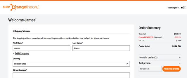 Orangetheory checkout page showing Orangetheory promo code box | Screenshot taken by SimplyCodes community member on Feb 24, 2025