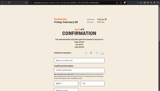 Orangetheory checkout page showing Orangetheory promo code box | Screenshot taken by SimplyCodes community member on Feb 25, 2025