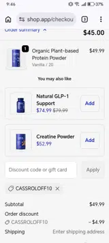 CassRoloff10 coupon verification screenshot