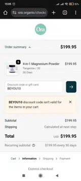 BEYOU10 coupon verification screenshot
