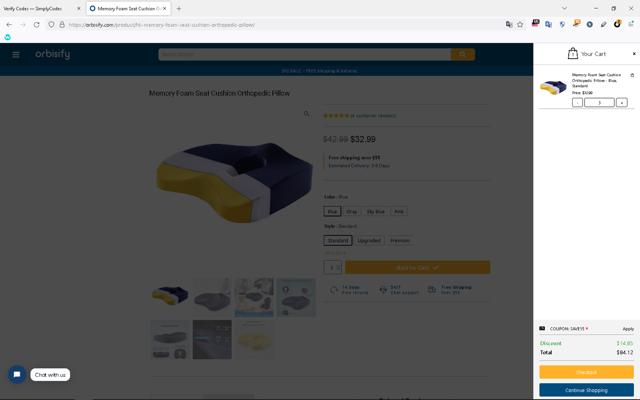 Orbisify checkout page showing Orbisify promo code box | Screenshot taken by SimplyCodes community member on Apr 20, 2024