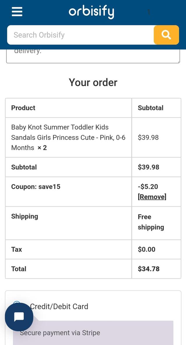 Orbisify checkout page showing Orbisify promo code box | Screenshot taken by SimplyCodes community member on Jan 4, 2024