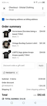 Payday15 coupon verification screenshot