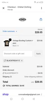 Blackfriday15 coupon verification screenshot