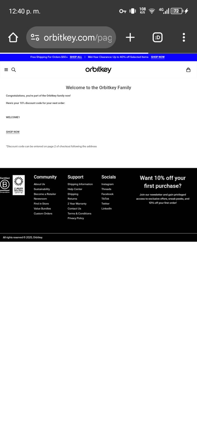 Orbitkey checkout page showing Orbitkey discount code box | Screenshot taken by SimplyCodes community member on Jul 15, 2025