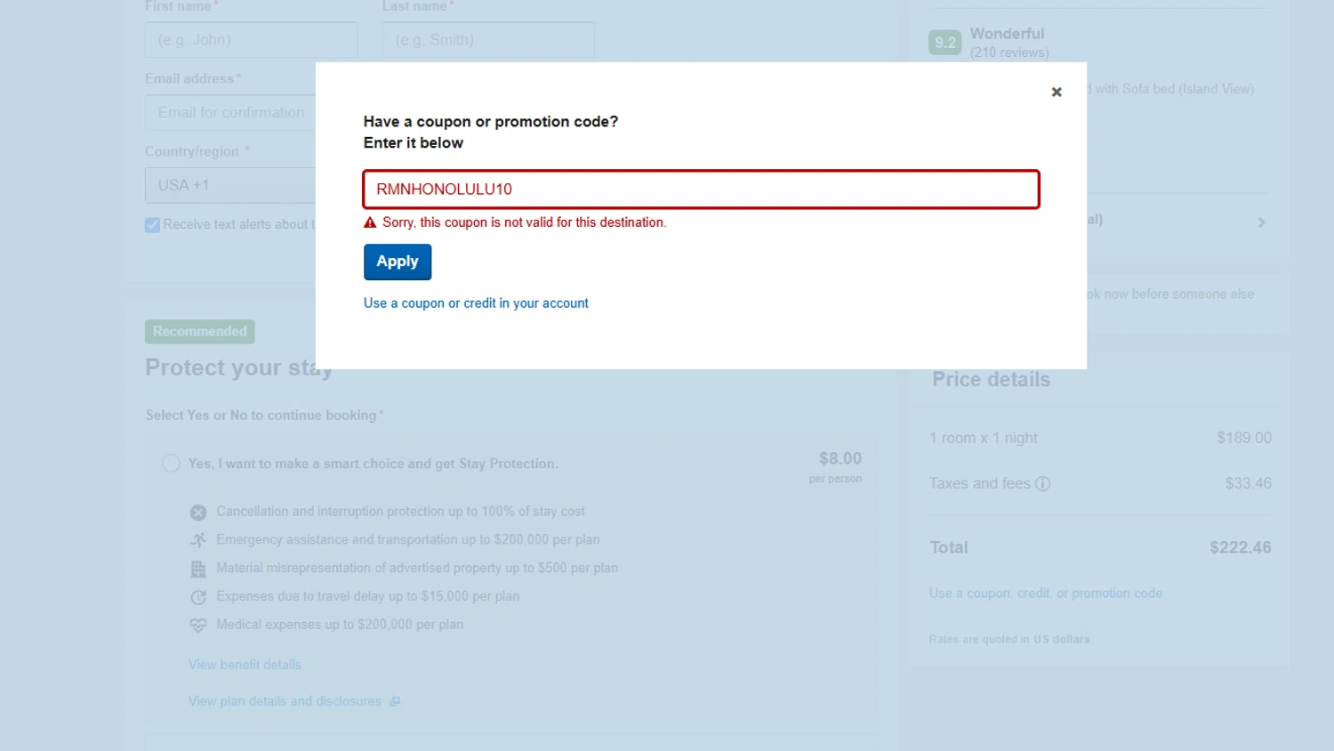 Orbitz promo code screenshot showing code RMNHONOLULU10 applied at Orbitz checkout page. Uploaded by SimplyCodes community member DALASITO on Jun 11, 2025