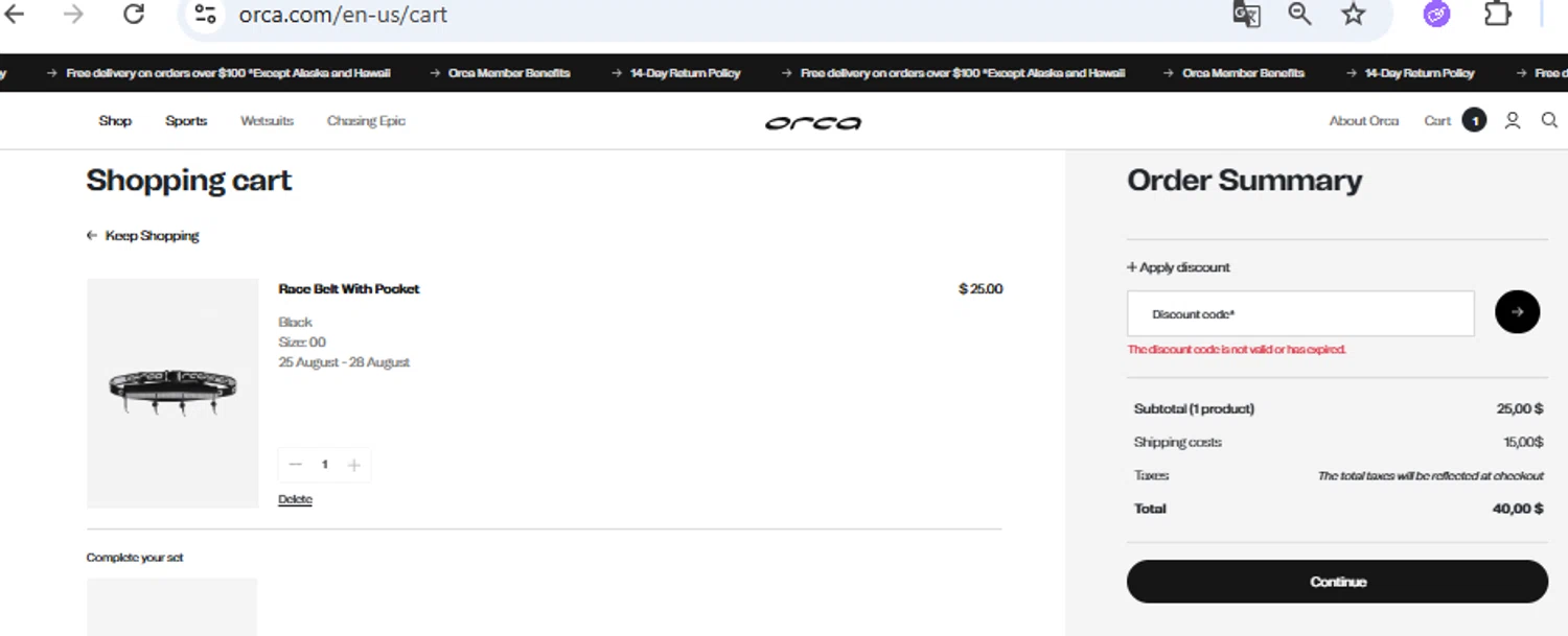 Orca US promo code screenshot showing code OFFER35HIVIS applied at Orca US checkout page. Uploaded by SimplyCodes community member PennyOwl2559 on Aug 26, 2025