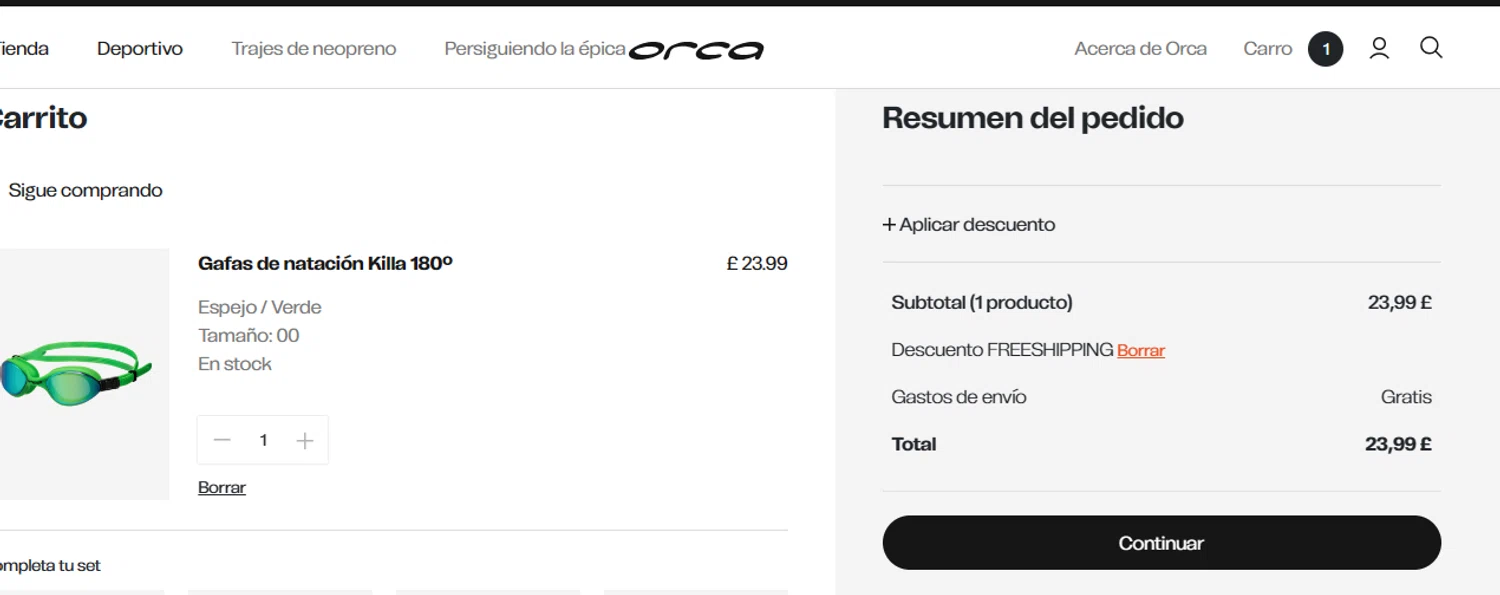 Orca US checkout page showing Orca US promo code box | Screenshot taken by SimplyCodes community member on Sep 27, 2023