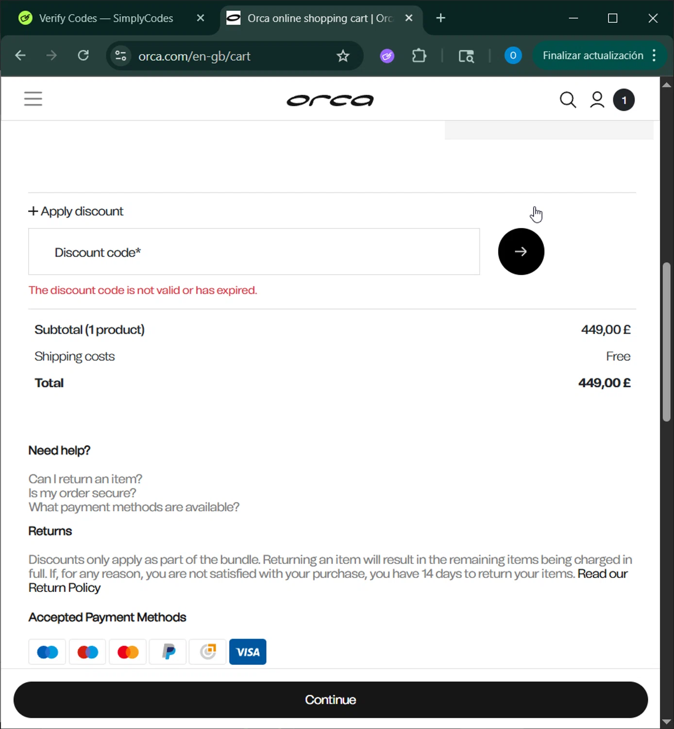 Orca US promo code screenshot showing code EXTRA20 applied at Orca US checkout page. Uploaded by SimplyCodes community member GoldChaser6627 on Aug 25, 2025