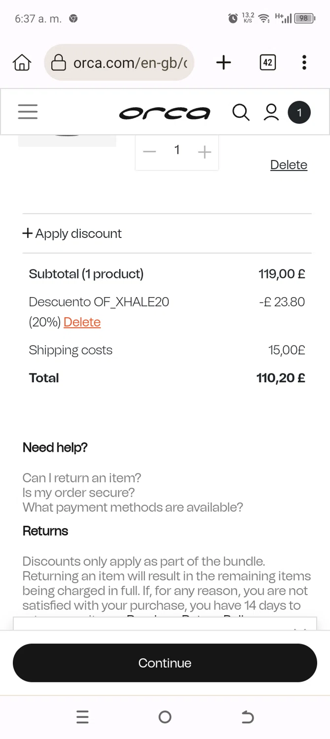 Orca US checkout page showing Orca US promo code box | Screenshot taken by SimplyCodes community member on Nov 26, 2024