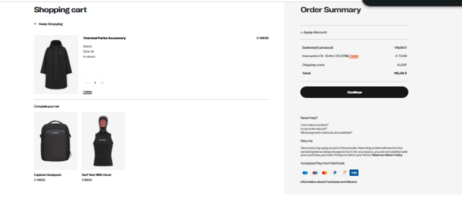 Orca US checkout page showing Orca US promo code box | Screenshot taken by SimplyCodes community member on Dec 25, 2024