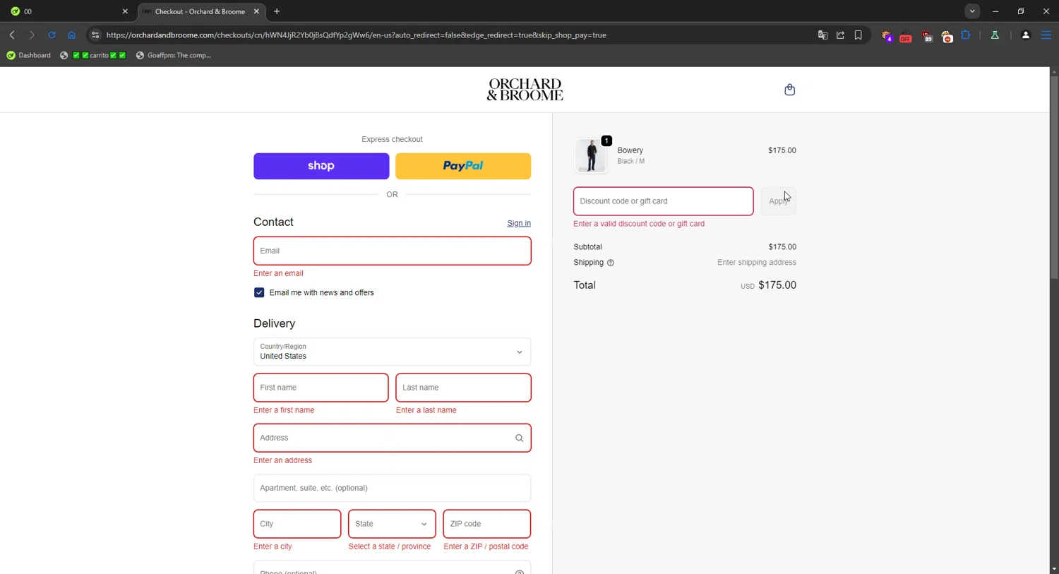Orchard & Broome promo code screenshot showing code THANKYOU20 applied at Orchard & Broome checkout page. Uploaded by SimplyCodes community member Mriko_Kien_lo_lea on Oct 20, 2025