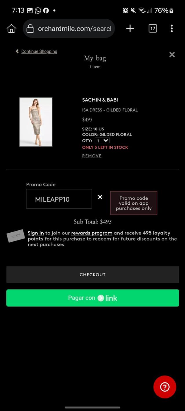 Orchard Mile checkout page showing Orchard Mile promo code box | Screenshot taken by SimplyCodes community member on Oct 5, 2024