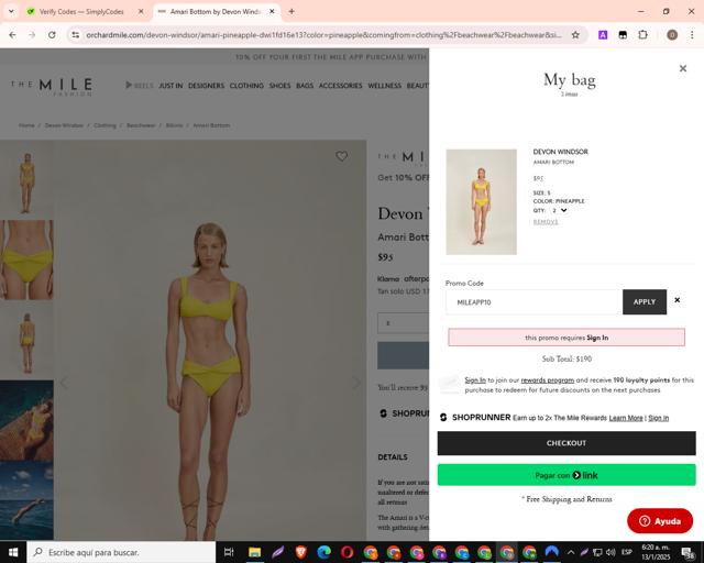 Orchard Mile checkout page showing Orchard Mile promo code box | Screenshot taken by SimplyCodes community member on Jan 13, 2025