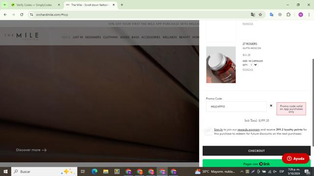 Orchard Mile checkout page showing Orchard Mile promo code box | Screenshot taken by SimplyCodes community member on Oct 5, 2024