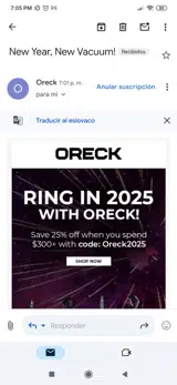 Oreck2025 coupon verification screenshot
