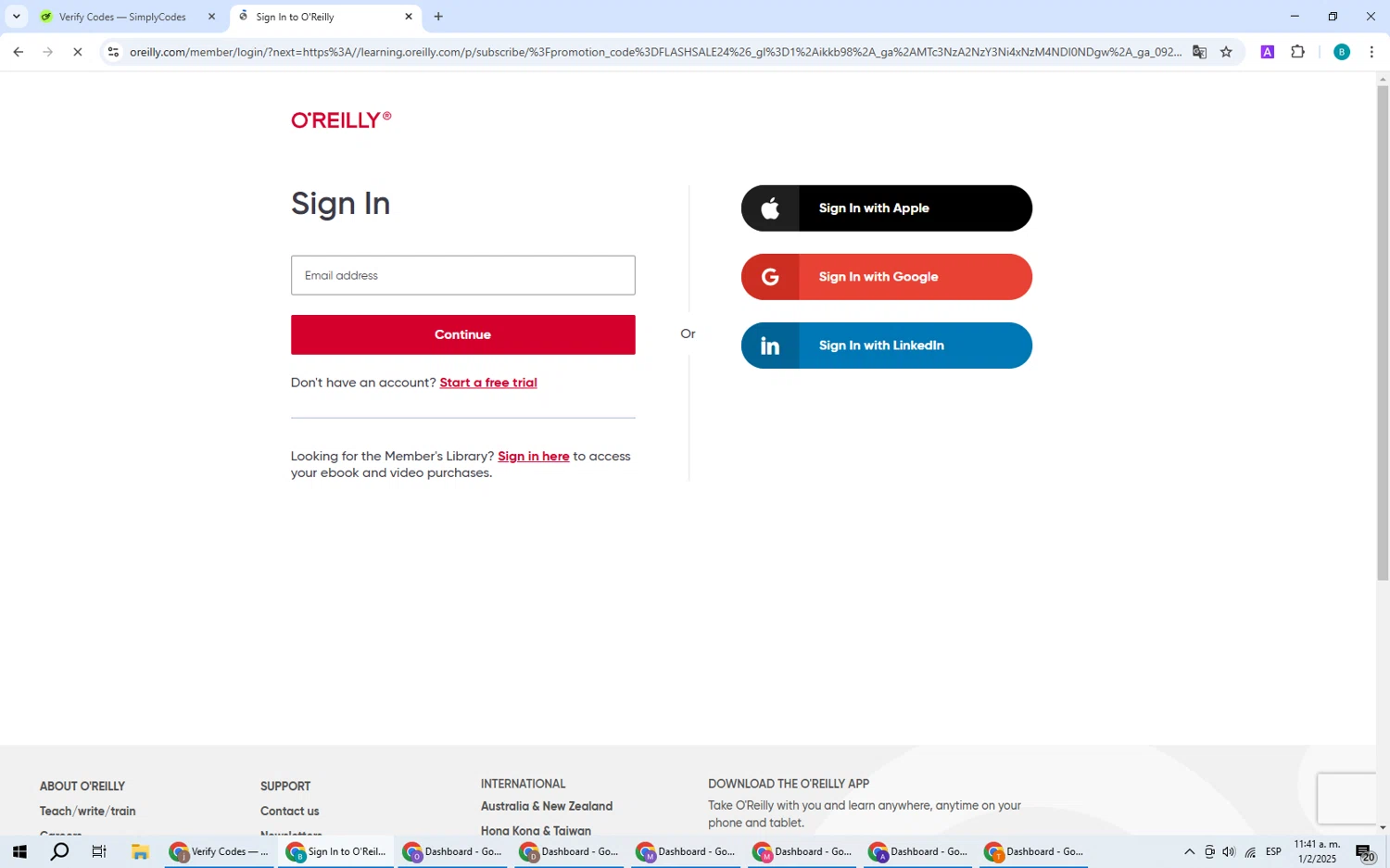 O'Reilly coupon code screenshot showing code FLASHSALE24 applied at O'Reilly checkout page. Uploaded by SimplyCodes community member CleverPilot5845 on Feb 1, 2025