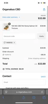 YAIRX10 coupon verification screenshot