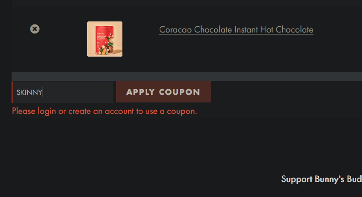 Organic Bunny checkout page showing Organic Bunny coupon code box | Screenshot taken by SimplyCodes community member on Jan 27, 2026