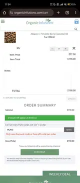 MOMS coupon verification screenshot