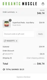 Musoff5 coupon verification screenshot
