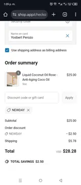 NEWDAY coupon verification screenshot