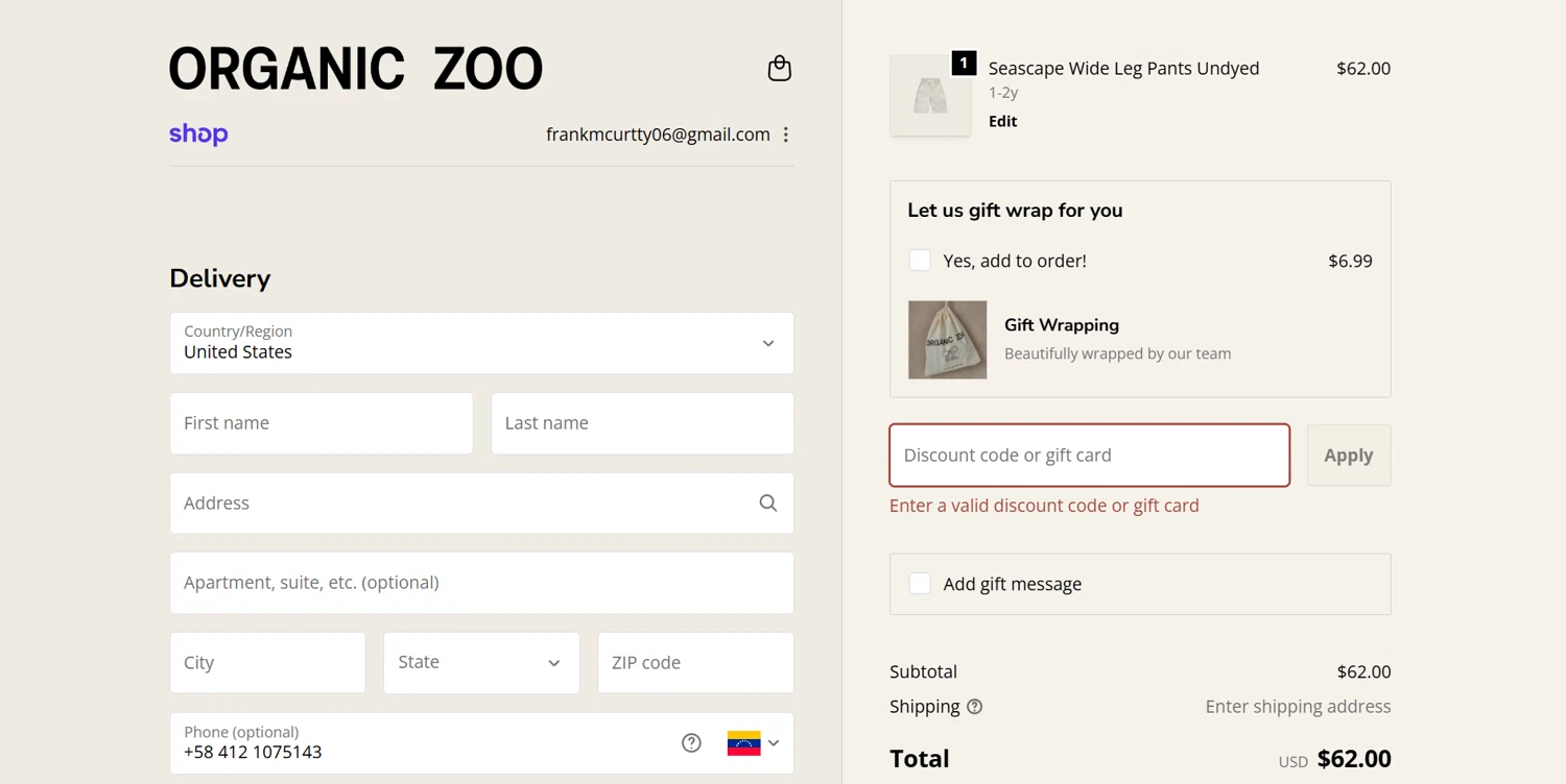 Organic Zoo discount code screenshot showing code EARLYSS25 applied at Organic Zoo checkout page. Uploaded by SimplyCodes community member BrilliantVoyager5752 on Nov 6, 2025