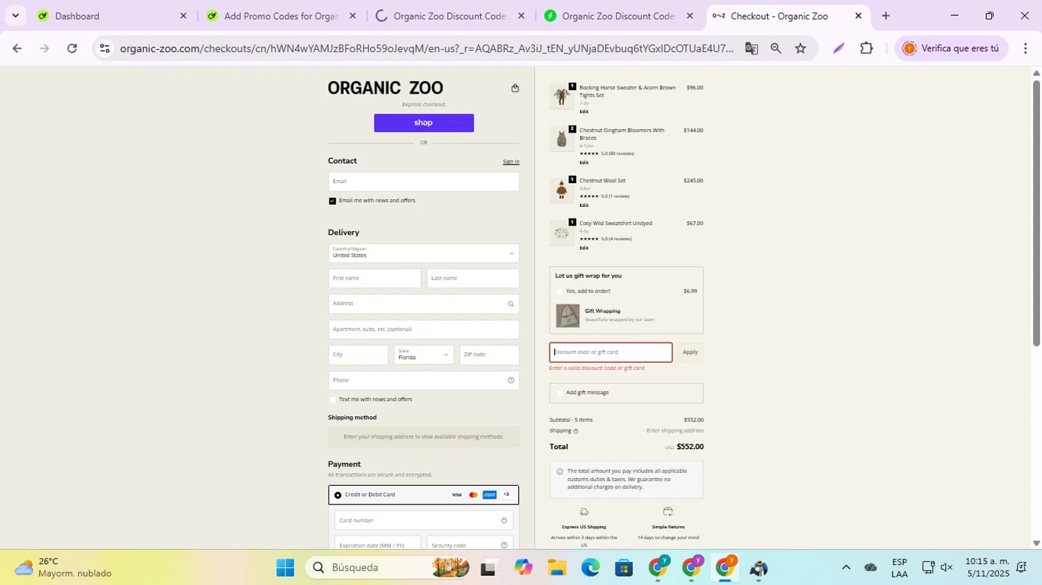 Organic Zoo discount code screenshot showing code EARLYSS25 applied at Organic Zoo checkout page. Uploaded by SimplyCodes community member jesusalvarez1 on Nov 5, 2025