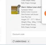 LINEN15SALE coupon verification screenshot