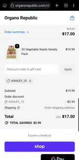 ashley_15 coupon verification screenshot