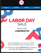 laborday15 coupon verification screenshot