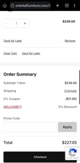 WELCOME coupon verification screenshot