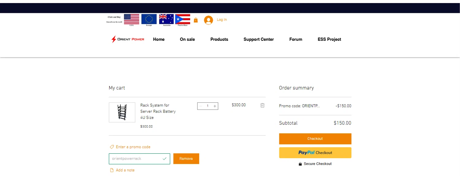 ORIENT POWER promo code screenshot showing code ORIENTPOWERRACK applied at ORIENT POWER checkout page. Uploaded by SimplyCodes community member OnlywM on Dec 17, 2025