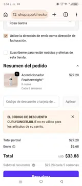 Curlygingerjulie coupon verification screenshot