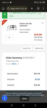 METAL coupon verification screenshot