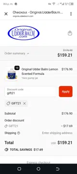 gift21 coupon verification screenshot