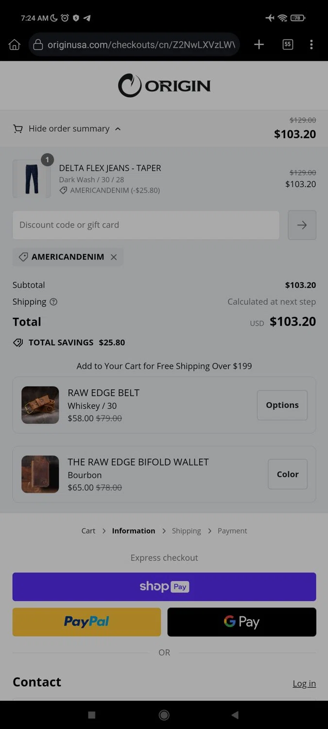 Origin Maine checkout page showing Origin Maine discount code box | Screenshot taken by SimplyCodes community member on May 21, 2024
